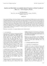 Analysis and Risk Study on Landslide Hazard Frequency at Road Corridor of Batu City – Kediri Regency Border
