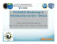 ECOGEO Workshop 2: Introduction to Env 'Omics