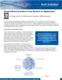 Good Clinical Practice: from Review to Application