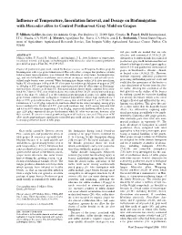 Influence of Temperature, Inoculation Interval, and Dosage on Biofumigation with Muscodor Albus to Control Postharvest Gray Mold on Grapes