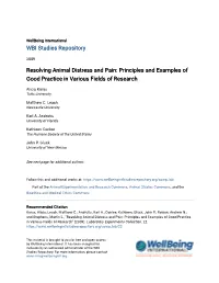 Resolving Animal Distress and Pain: Principles and Examples of Good Practice in Various Fields of Research