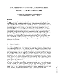 Situated Learning and Motivation Strategies to Improve Cognitive Learning in Ce