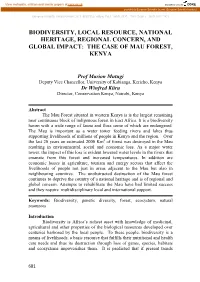The Case of Mau Forest, Kenya