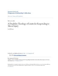 A Disability Theology of Limits for Responding to Moral Injury Lisa Hickman