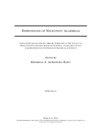 Dimensions of Nilpotent Algebras