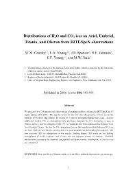 Distributions of H2O and CO2 Ices on Ariel, Umbriel, Titania, and Oberon from IRTF/Spex Observations