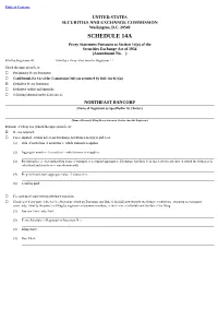 SCHEDULE 14A Proxy Statement Pursuant to Section 14(A) of the Securities Exchange Act of 1934 (Amendment No