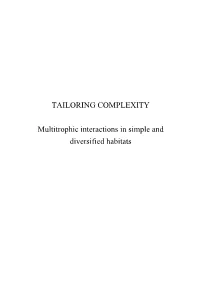 Tibor Bukovinszky TAILORING COMPLEXITY Multitrophic