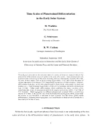 Time Scales of Planetesimal Differentiation in the Early Solar System