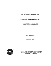 Units of Measurement Course Handouts