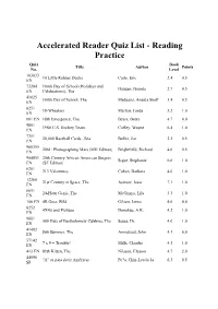 Accelerated Reader Quiz List - Reading Practice Quiz Book Title Author Points No
