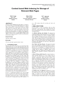 Context Based Web Indexing for Storage of Relevant Web Pages