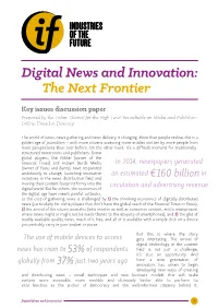 Digital News and Innovation: the Next Frontier