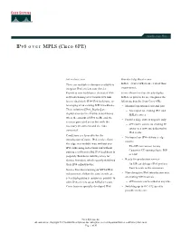 Ipv6 Over MPLS (Cisco 6PE)