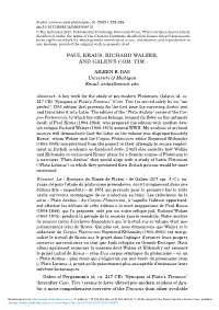 Paul Kraus, Richard Walzer, and Galen's Com. Tim