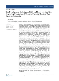 The Development Technique of Side and Budwood Grafting Improving Production of Cocoa in Mamuju Regency West Sulawesi, Indonesia