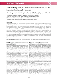 Acid Discharge from the Tropical Peat Swamp Forest and Its Impact on Local People – a Review