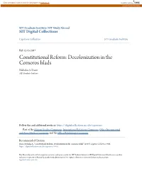 Constitutional Reform: Decolonization in the Comoros Islads Nicholas A