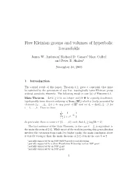 Free Kleinian Groups and Volumes of Hyperbolic 3-Manifolds