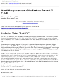 Great Microprocessors of the Past and Present Editor's Note: John's Remote Copy May Be More Up-To-Date