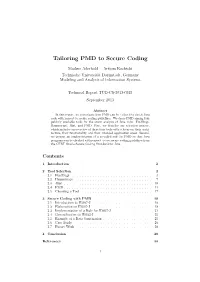 Tailoring PMD to Secure Coding