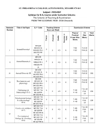 Zoology SYLLABUS 2016