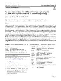Celastrol Suppresses Experimental Autoimmune Encephalomyelitis Via MAPK/SGK1-Regulated Mediators of Autoimmune Pathology