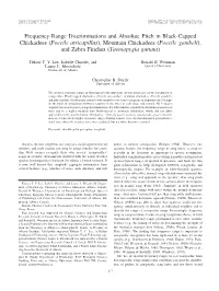 Frequency-Range Discriminations and Absolute Pitch in Black