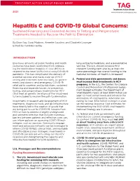 Hepatitis C and COVID-19 Global Concerns: Sustained Financing and Expanded Access to Testing and Pangenotypic Treatments Needed to Recover the Path to Elimination