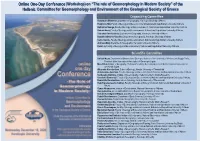 Online One-Day Conference (Workshop) on “The Role of Geomorphology in Modern Society” of the Hellenic Committee for Geomorp