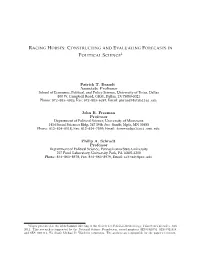 Racing Horses:Constructingand Evaluating Forecastsin 1 Political Science
