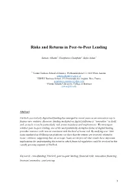 Risks and Returns in Peer-To-Peer Lending