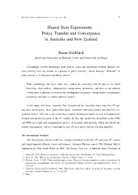 Shared State Experiments: Policy Transfer and Convergence in Australia and New Zealand