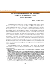 The Loss of Constantinople and Imagining Crusade at the Fifteenth-Century Court of Burgundy