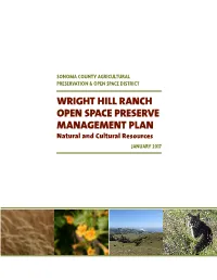 WRIGHT HILL RANCH OPEN SPACE PRESERVE MANAGEMENT PLAN Natural and Cultural Resources JANUARY 2017
