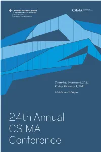 24Th Annual CSIMA Conference but First, a Word from Our Sponsors