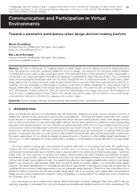 Communication and Participation in Virtual Environments