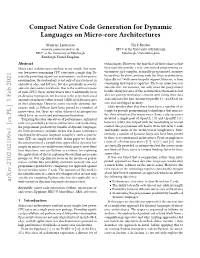Compact Native Code Generation for Dynamic Languages on Micro-Core Architectures