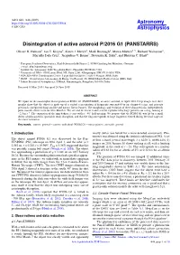 Disintegration of Active Asteroid P/2016 G1 (PANSTARRS) Olivier R