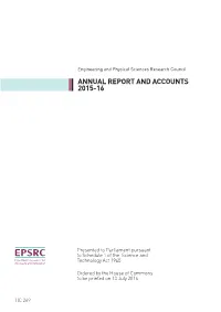 Engineering and Physical Sciences Research Council ANNUAL REPORT and ACCOUNTS 2015-16