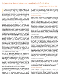 Infrastructure Sharing in Telecoms: Consolidation in South Africa