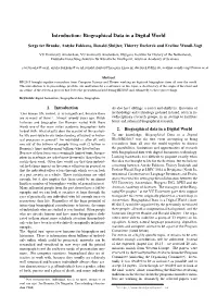Introduction: Biographical Data in a Digital World