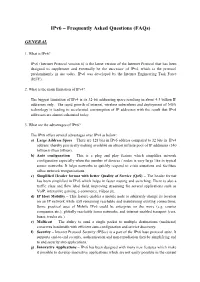 Ipv6 – Frequently Asked Questions (Faqs)
