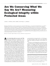 Measuring Ecological Integrity Within Protected Areas