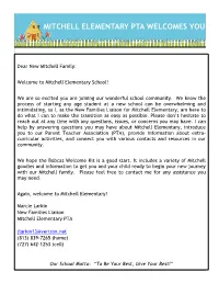 Mitchell Elementary Pta Welcomes You