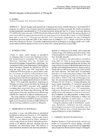 Recent Changes in the Permafrost of Mongolia