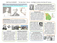 Ss8h7abcd SUMMARY - the New South – Racism – Civil Rights Activists of the Early 20Th Century