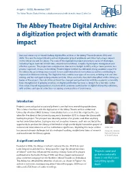The Abbey Theatre Digital Archive: a Digitization Project with Dramatic Impact | John Cox