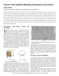 Vacuum Tube Amplifier Modeling with Dynamic Convolution