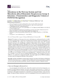 Alterations in the Nervous System and Gut Microbiota After Β-Hemolytic Streptococcus Group a Infection—Characteristics and Diagnostic Criteria of PANDAS Recognition
